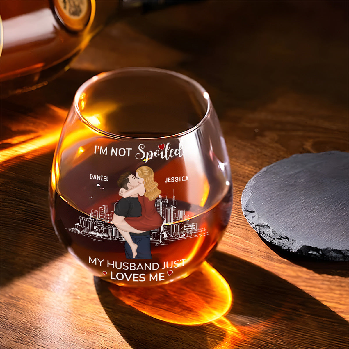 Husband Just Loves Me - Personalized Custom Wine Glass