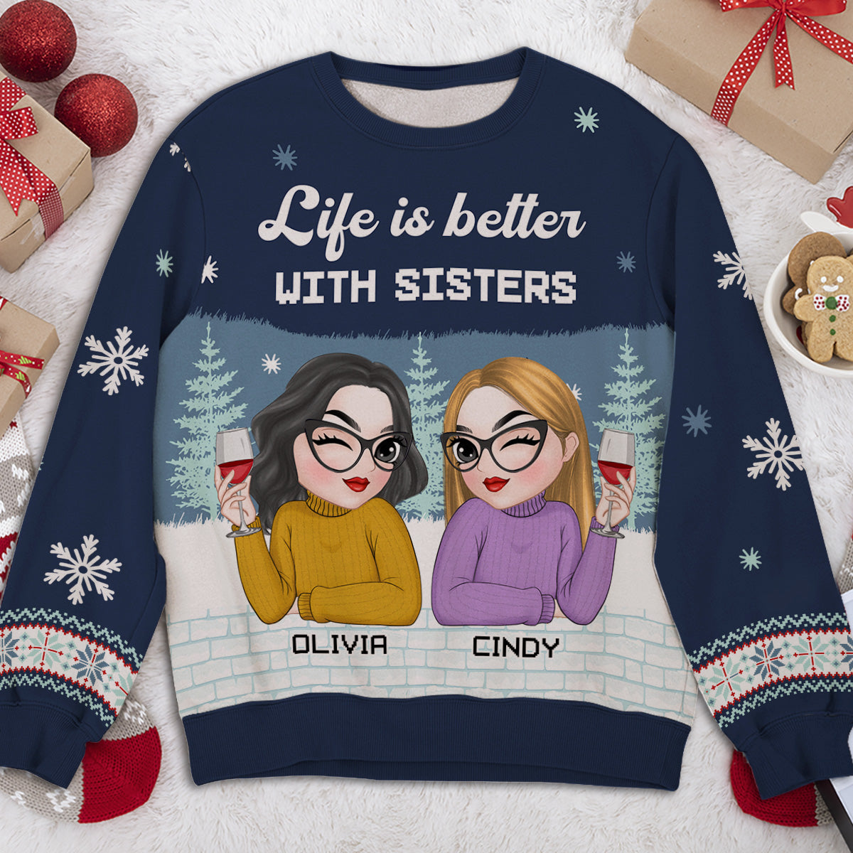 Besties Forever 2024 - Personalized Custom All-Over-Print Sweatshirt