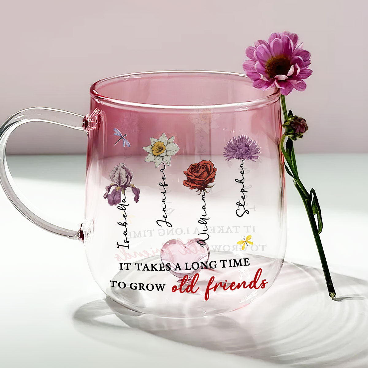 It Takes A Long Time - Personalized Custom Pink Gradient Glass Mug