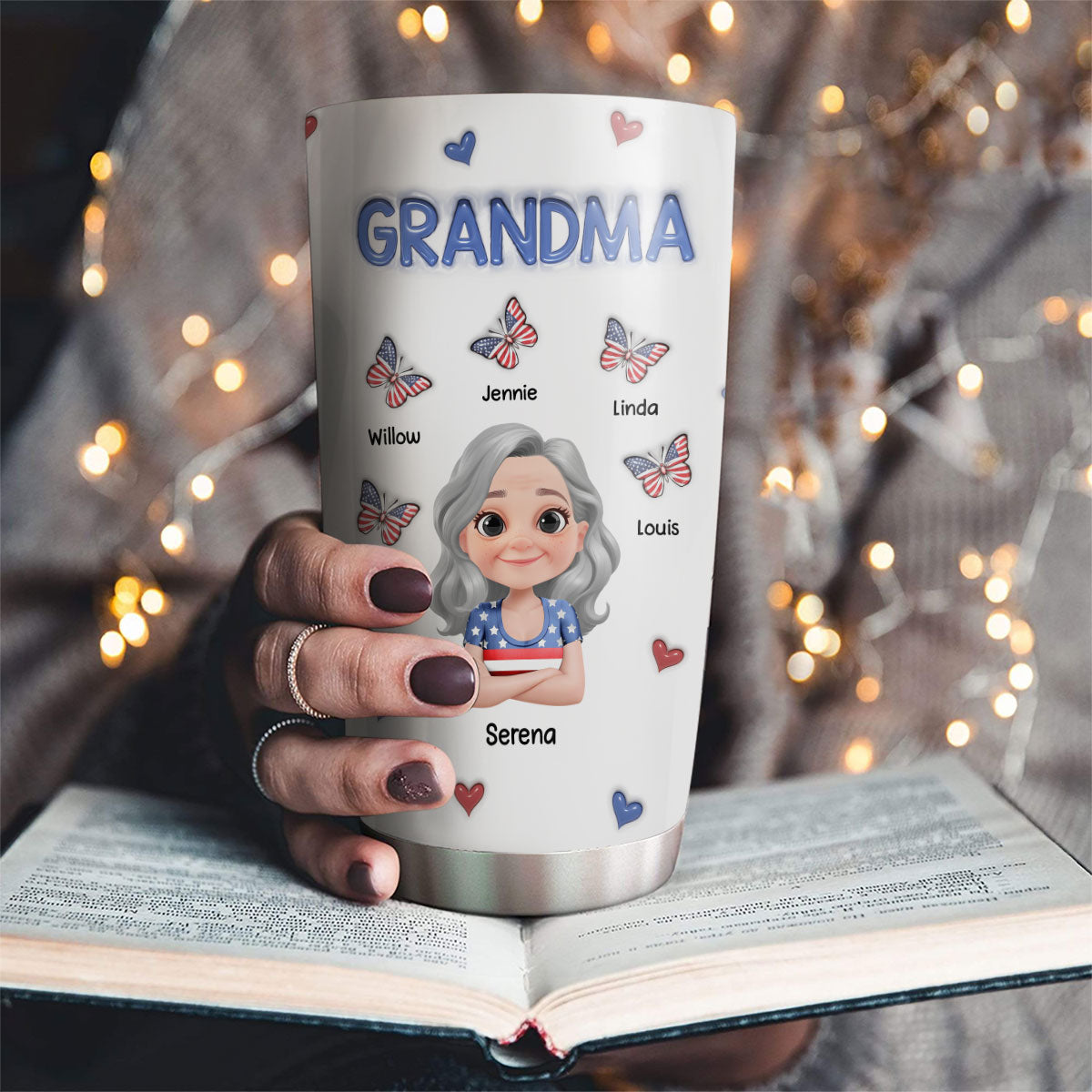 Proud Grandma In Red White And Blue - Personalized Custom 3D Inflated Effect Tumbler