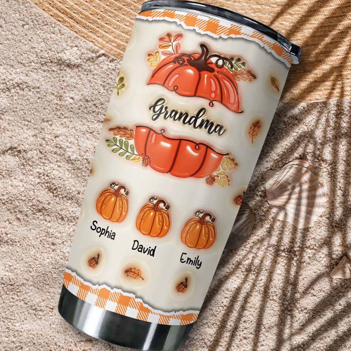 Pumpkin Grandma - Personalized Custom 3D Inflated Effect Tumbler