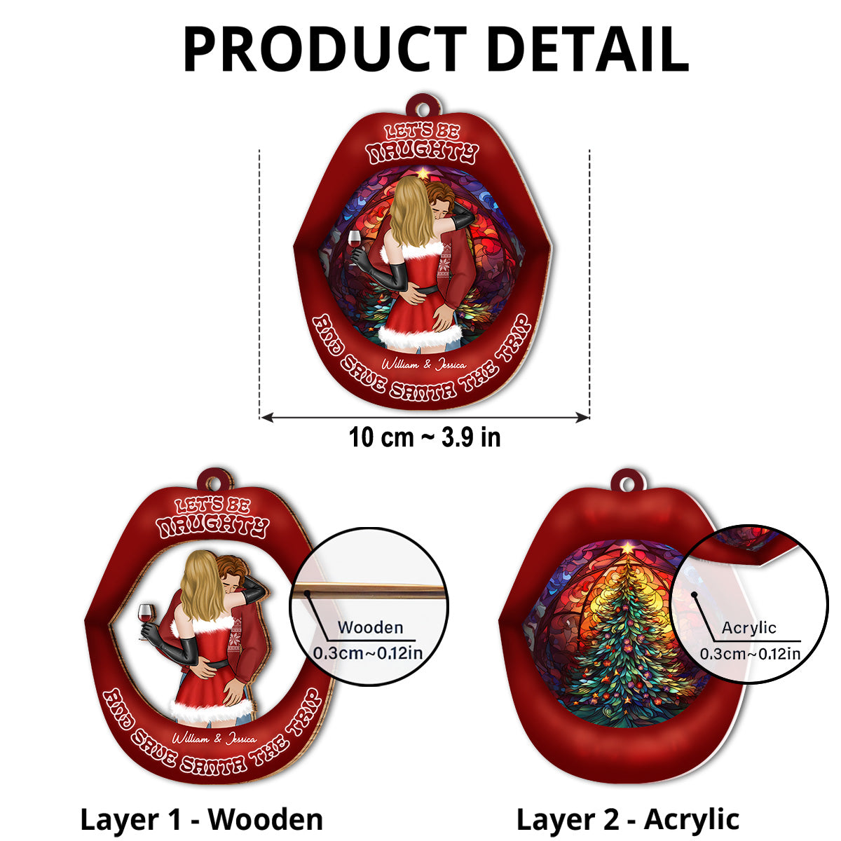 Lets Be Naughty And Save Santa The Trip - Personalized Custom Suncatcher Ornament