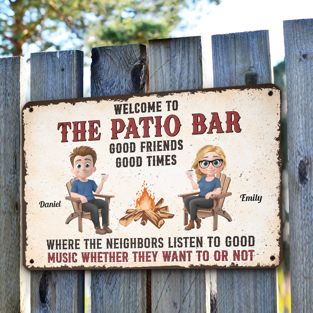 Patio Grilling Listen To The Good Music - Personalized Custom Metal Sign