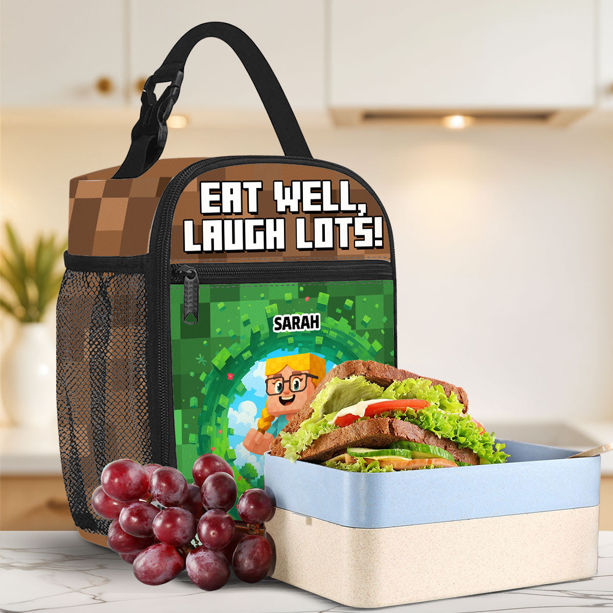 Eat Well Laugh Lots - Personalized Custom Insulated Lunch Bag