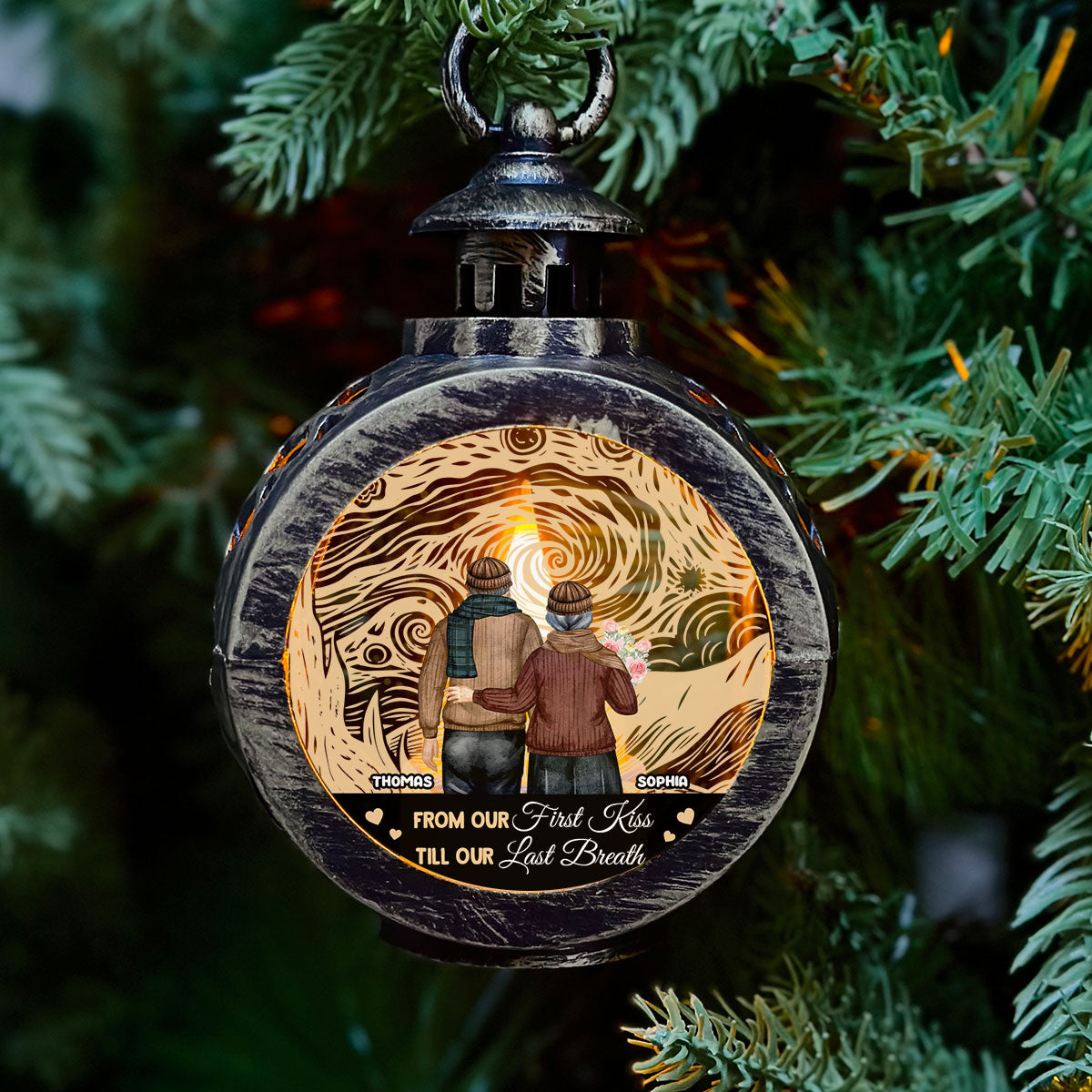 From Our First Kiss Till Our Last Breath - Personalized Custom Christmas Lantern