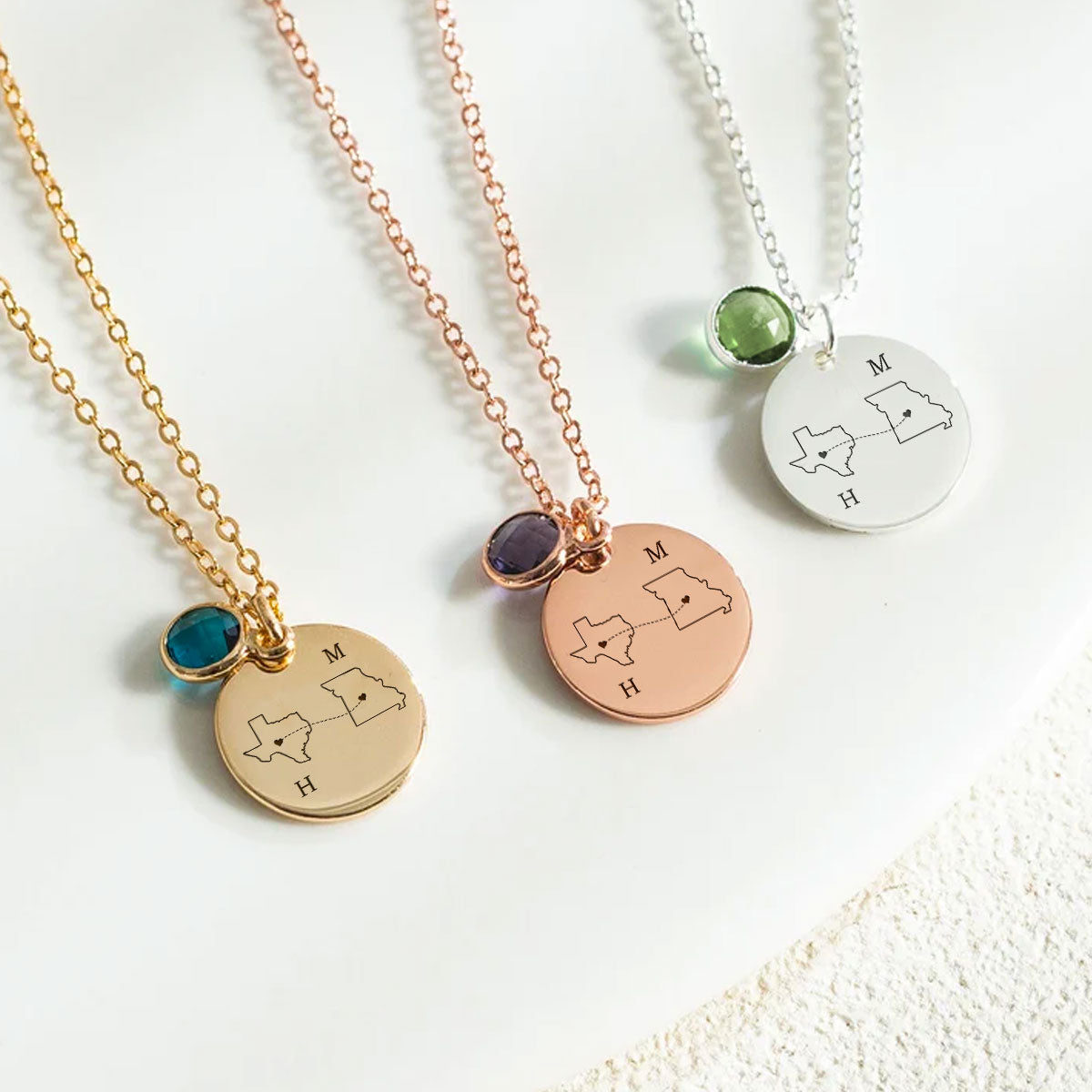 I Wish We Lived Closer - Personalized Custom Birthstone Necklace