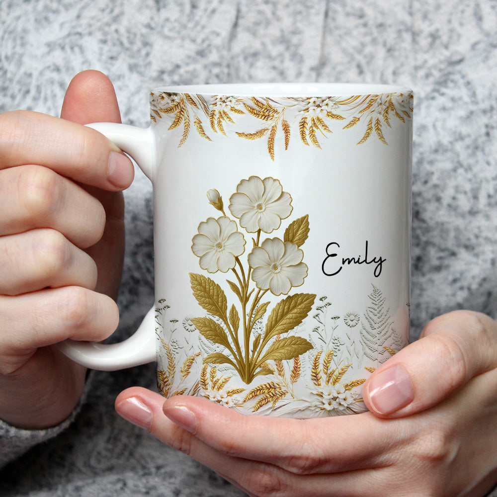 Wheat And White Flowers - Personalized Custom Coffee Mug