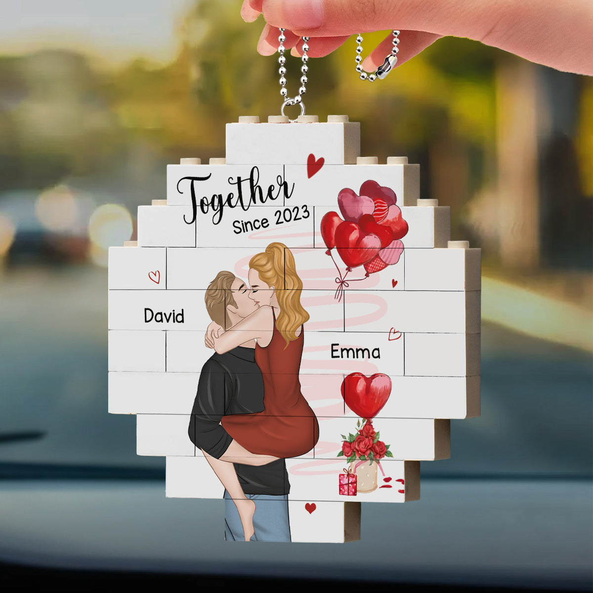 I Love You Forever - Personalized Custom Puzzle Car Ornament