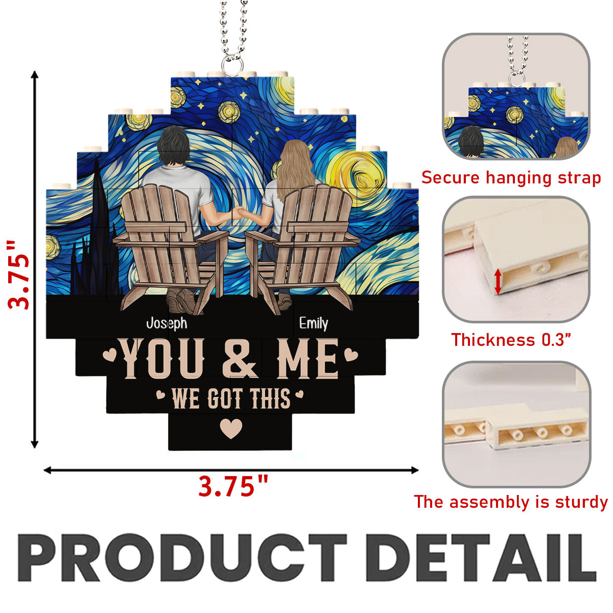 Me And You - Personalized Custom Puzzle Car Ornament