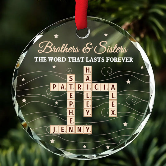 Brother And Sisters Word By Word - Personalized Custom Glass Ornament