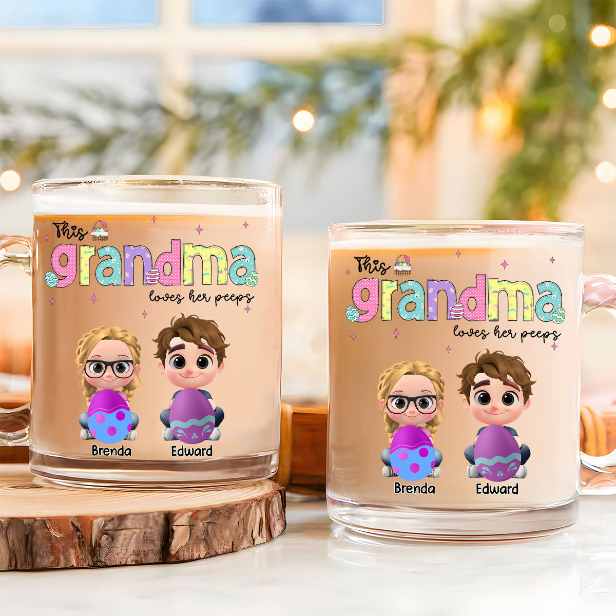This Grandma Loves Her Peeps - Personalized Custom Glass Mug