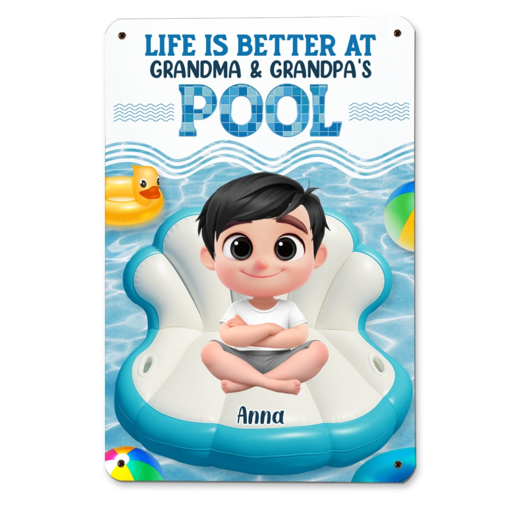 Better At Grandma Pool - Personalized Custom Metal Sign