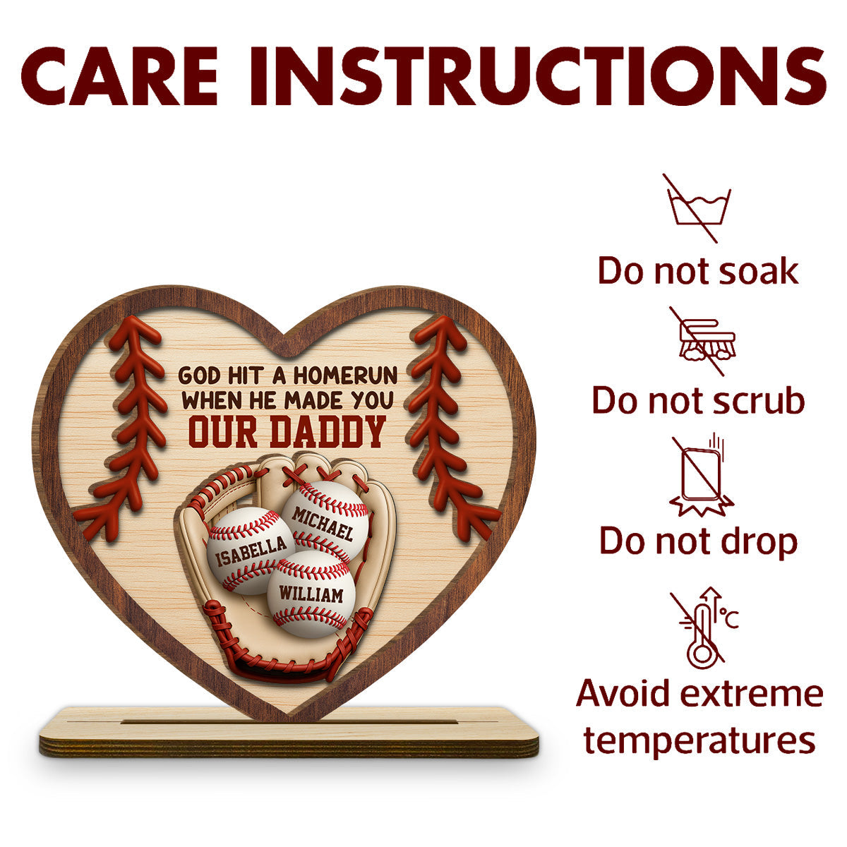 Hit A Home Run - Personalized Custom 2-Layer Wood Plaque With Flat Base