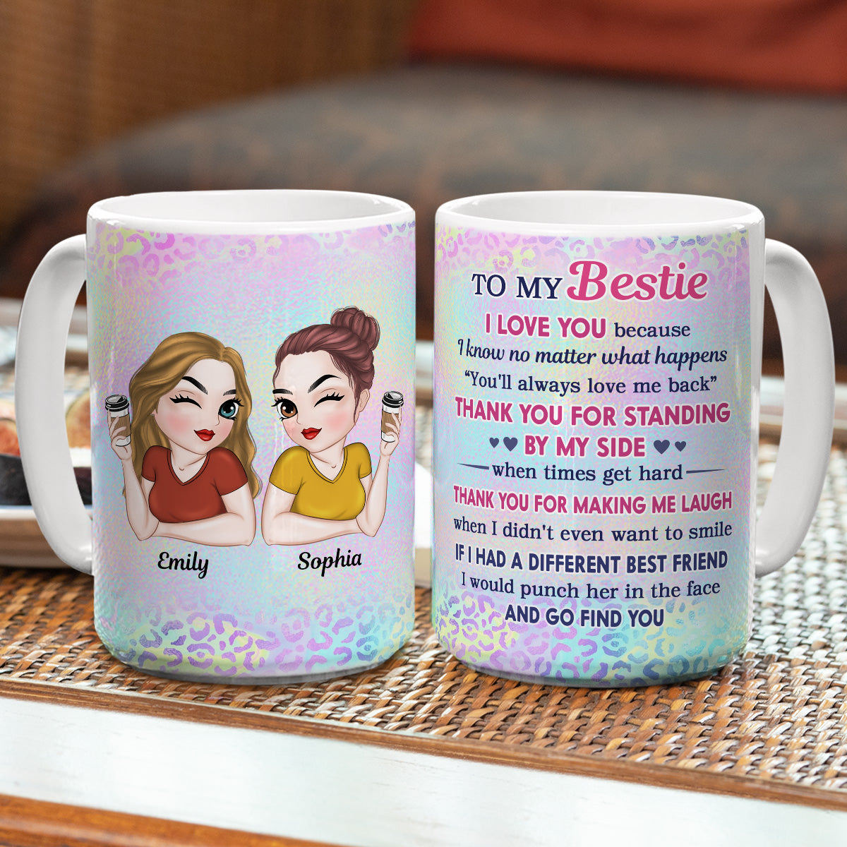Thank You For Making Me Laugh Bestie - Personalized Custom Coffee Mug