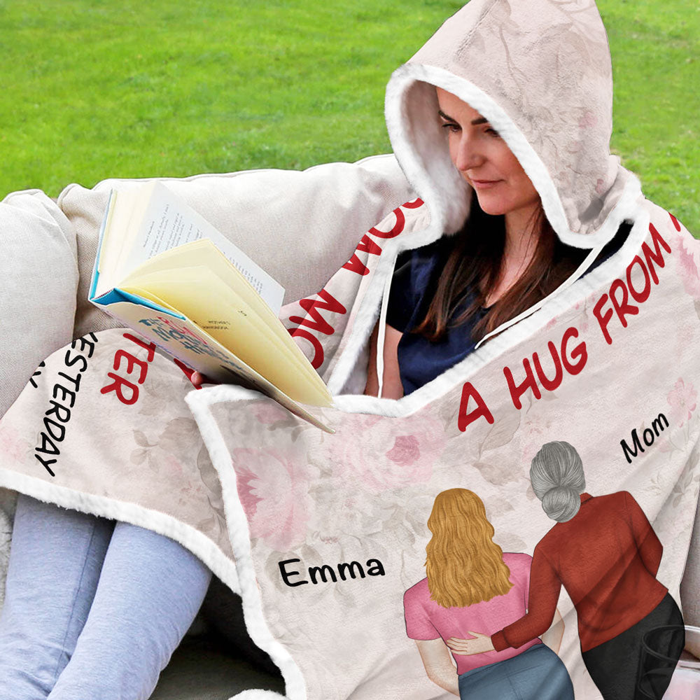 A Hug From Mom - Personalized Custom Hooded Blanket