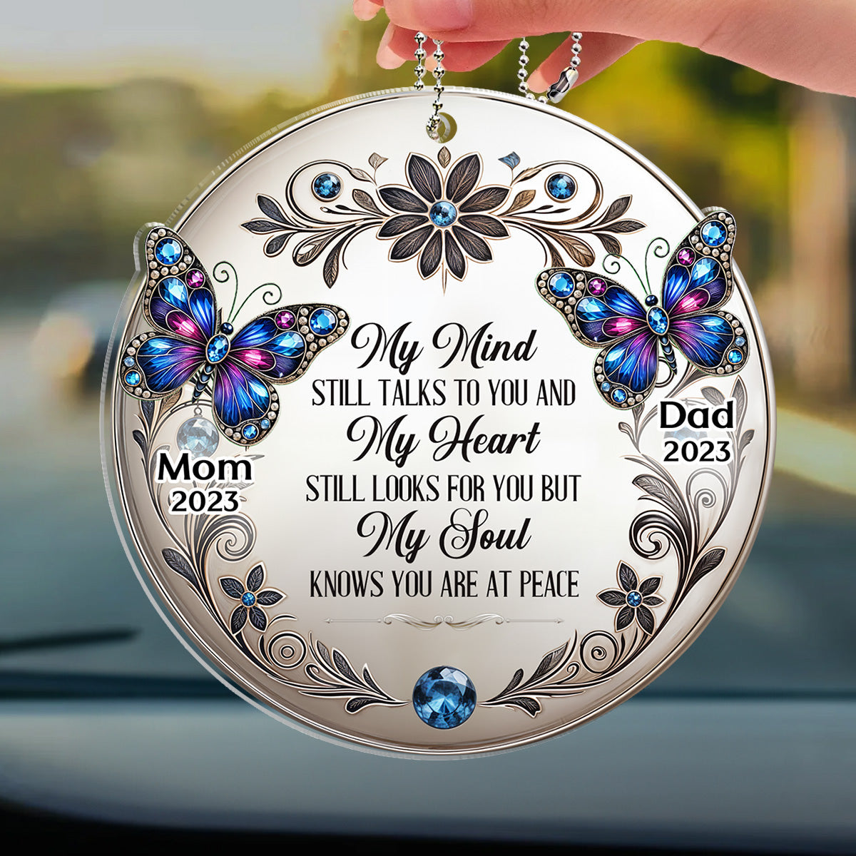My Mind My Heart My Soul Butterfly - Personalized Custom Car Ornament