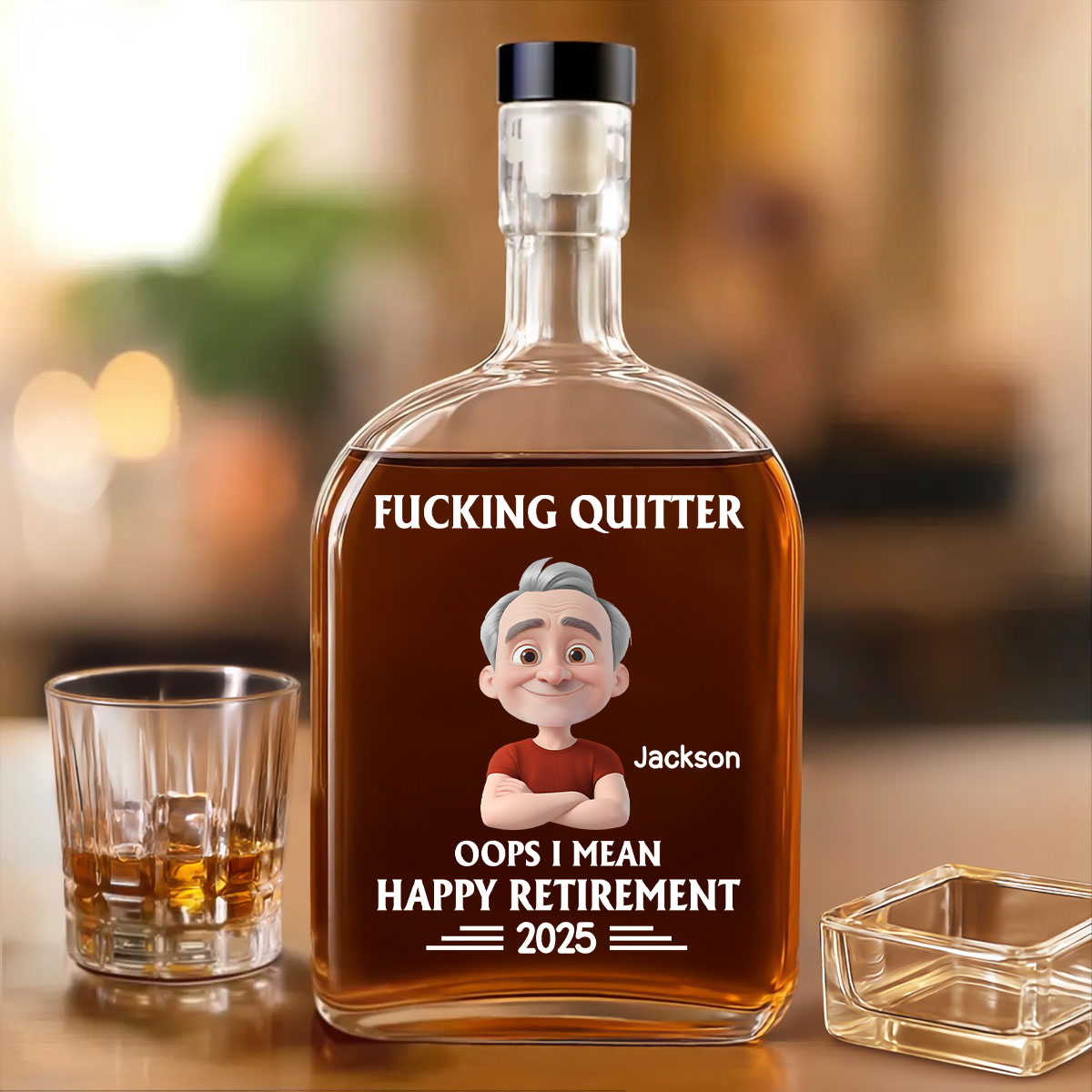 Happy Retirement - Personalized Custom Spirits Decanter