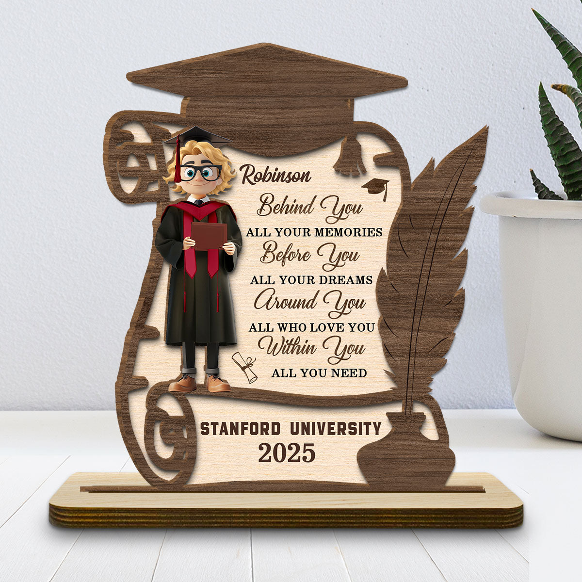 All Your Dreams Come True - Personalized Custom 2-Layer Wood Plaque With Flat Base