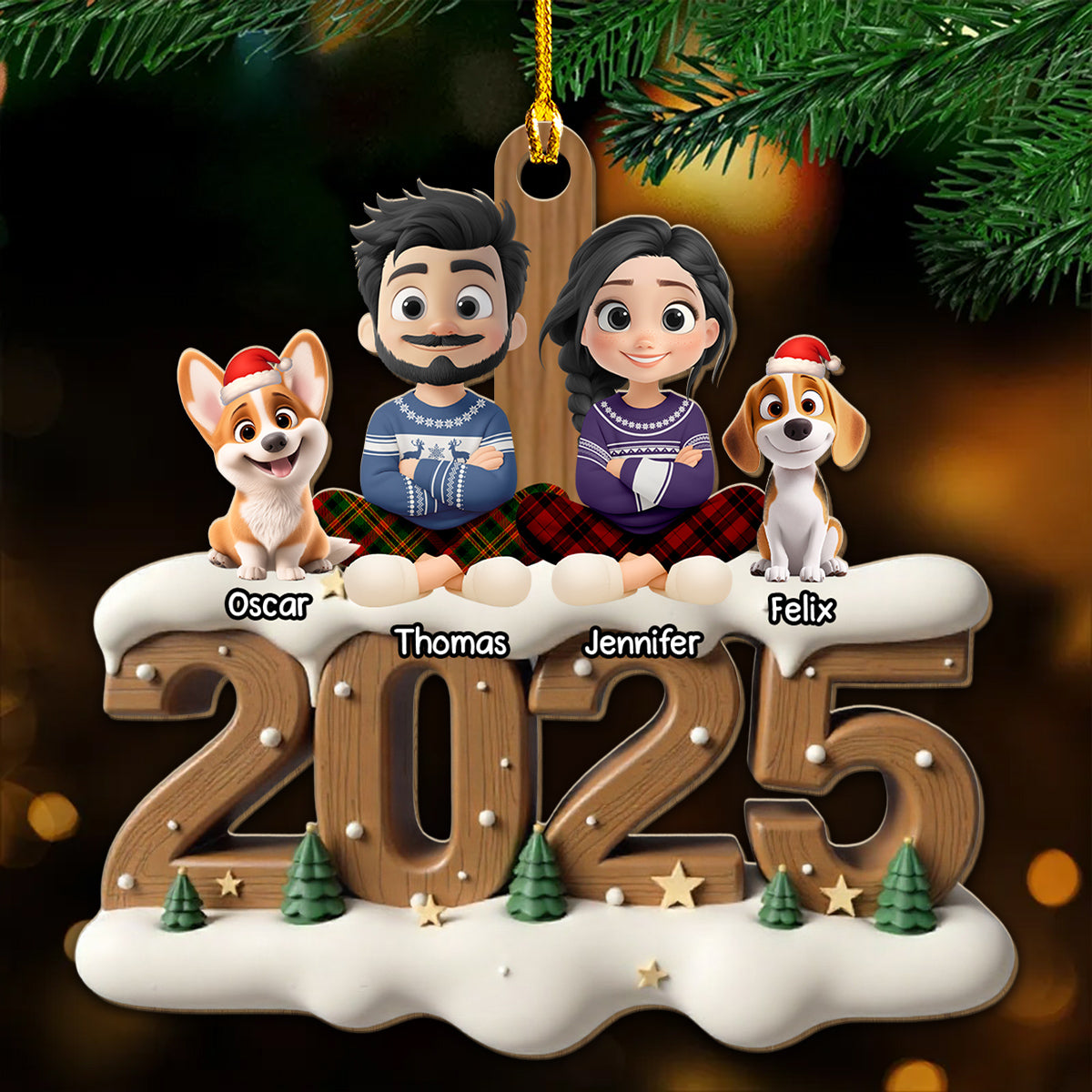 Together This Year Onwards - Personalized Custom 3D Effect Wood Ornament