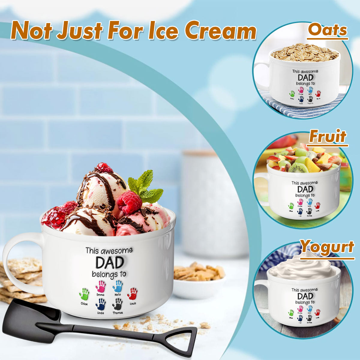 This Awesome Dad Belongs To - Personalized Custom Ceramic Bowl