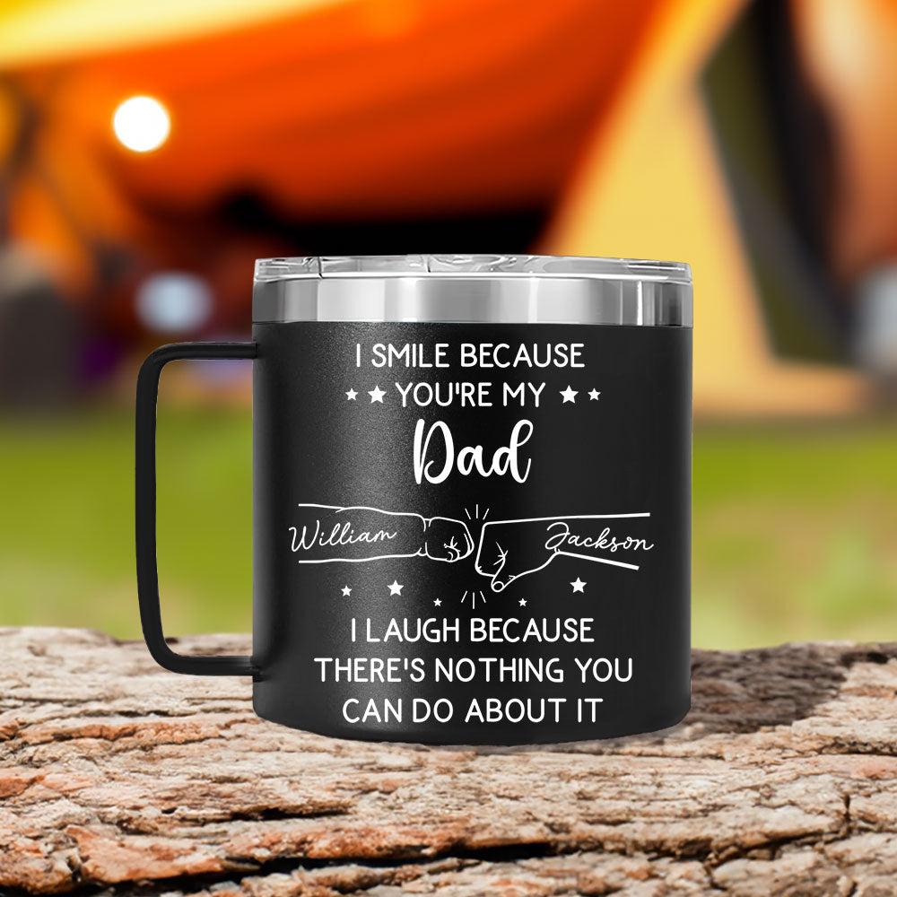 I Laugh Because Of You Brother - Personalized Custom 14oz Stainless Steel Tumbler With Handle
