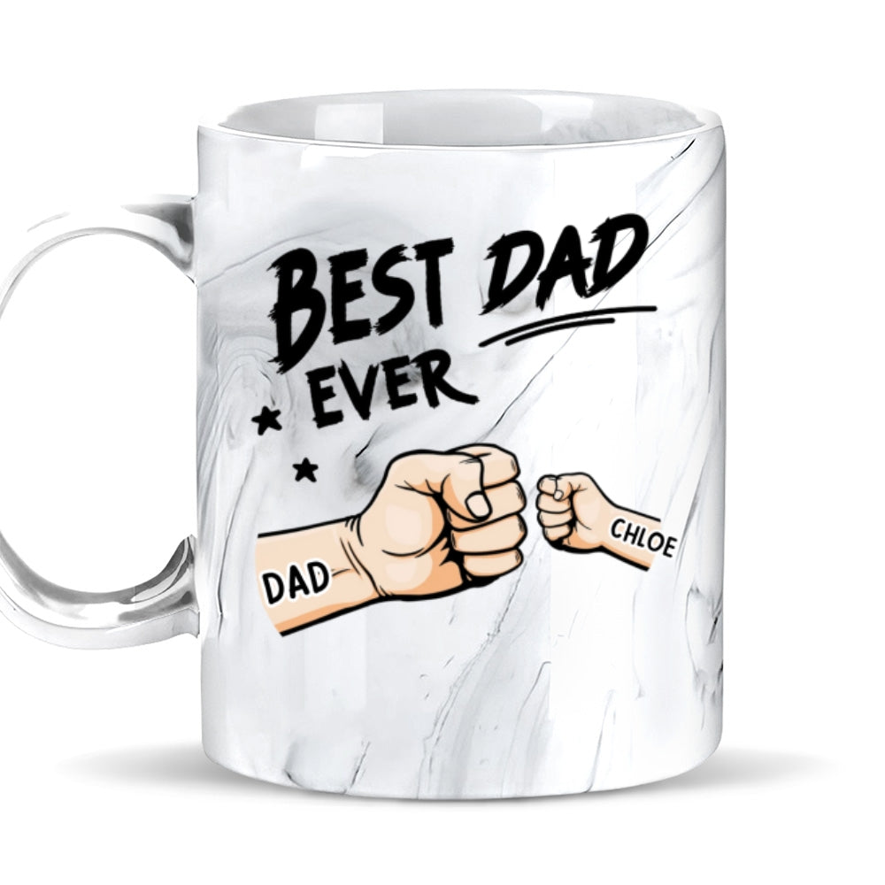Best Dad Ever - Personalized Custom Grey Marble Mug