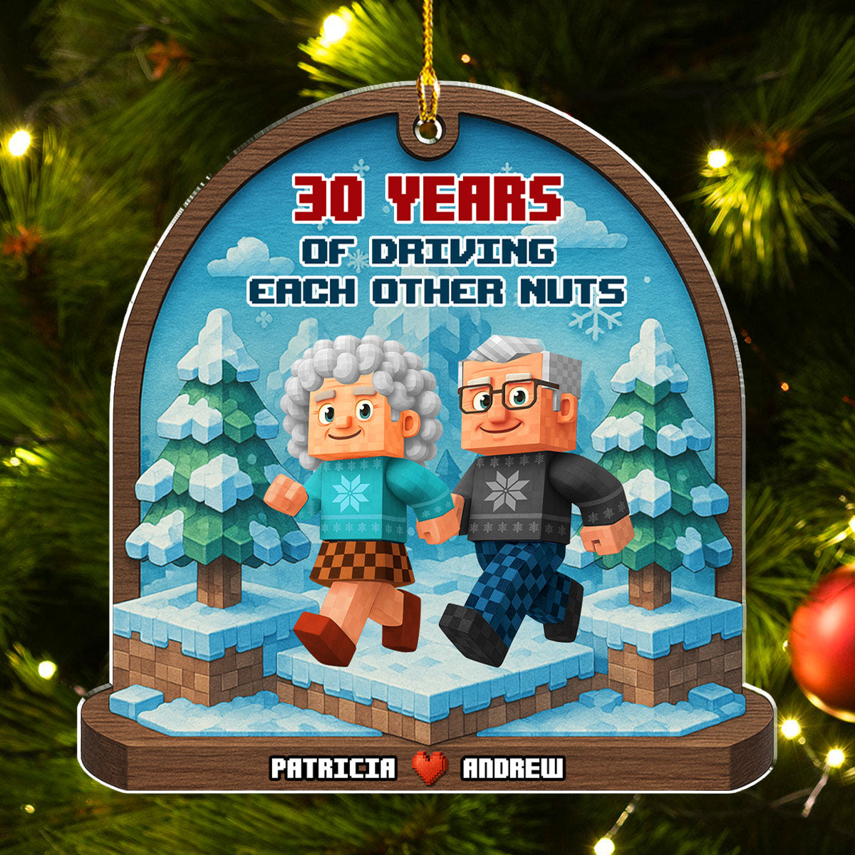 Snow Skate Together - Personalized Custom 3D Effect Acrylic Ornament