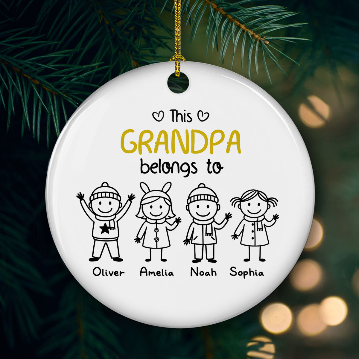 Proud To Be Their Holiday Grandpa - Personalized Custom Ceramic Ornament