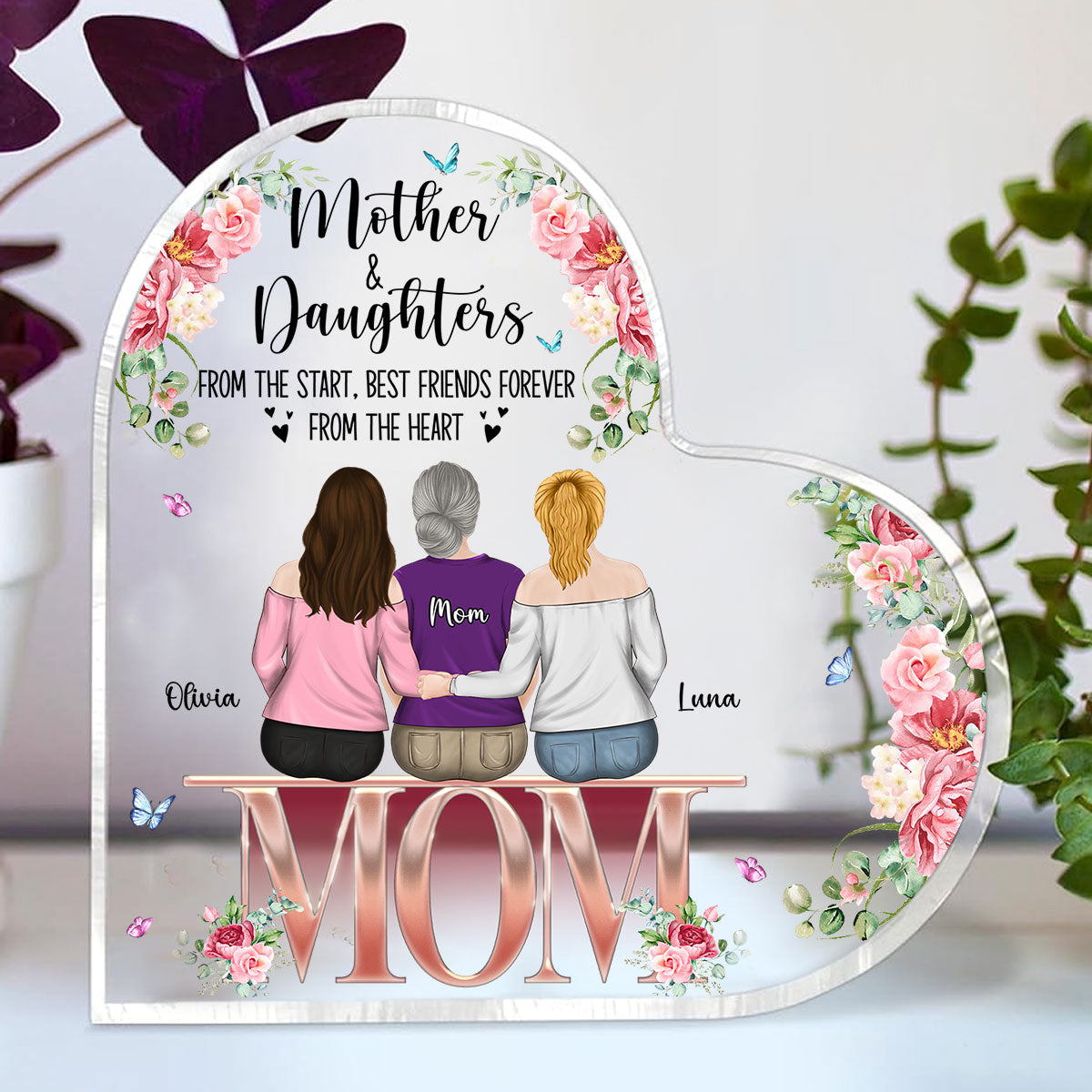 Mother And Daughters - Personalized Custom Acrylic Plaque
