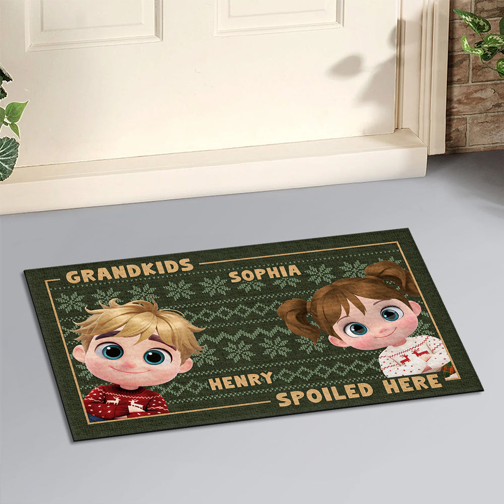 Grandkids Spoiled Here Merry Christmas  - Personalized Custom Doormat