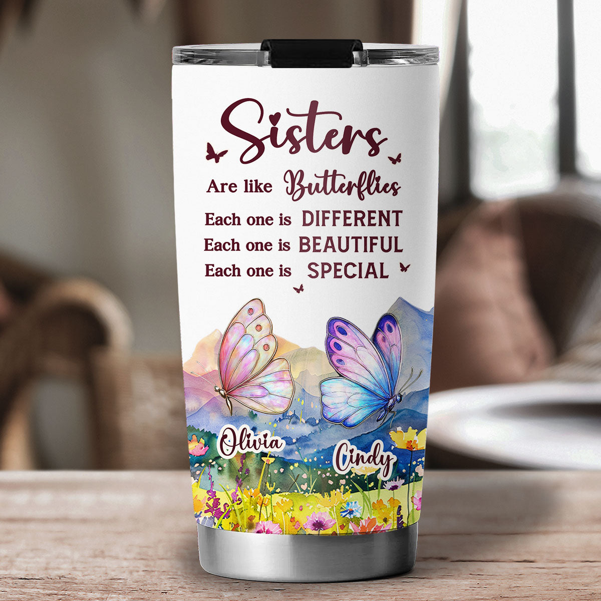 Sisters Are Like Butterflies - Personalized Custom Tumbler