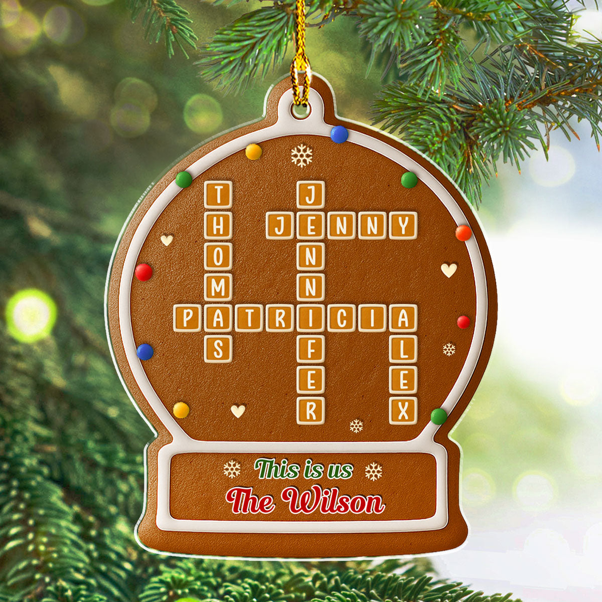 Gingerbread Ball - Personalized Custom 3D Effect Acrylic Ornament