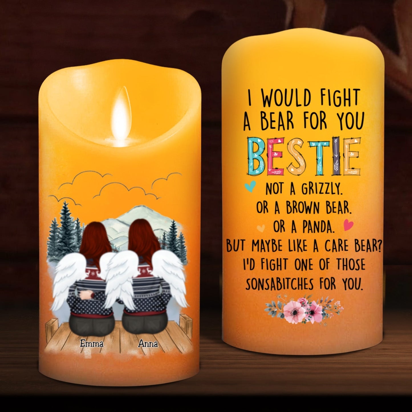 I Would Fight A Bear For You Sister - Personalized Custom LED Candle