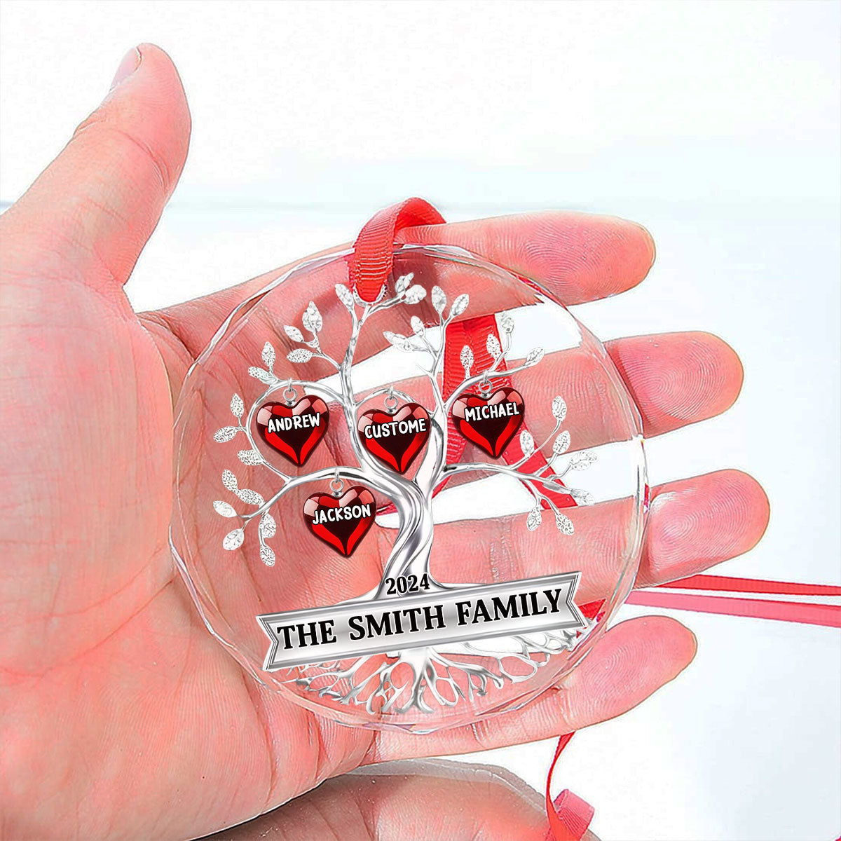 Family Tree - Personalized Custom Glass Ornament