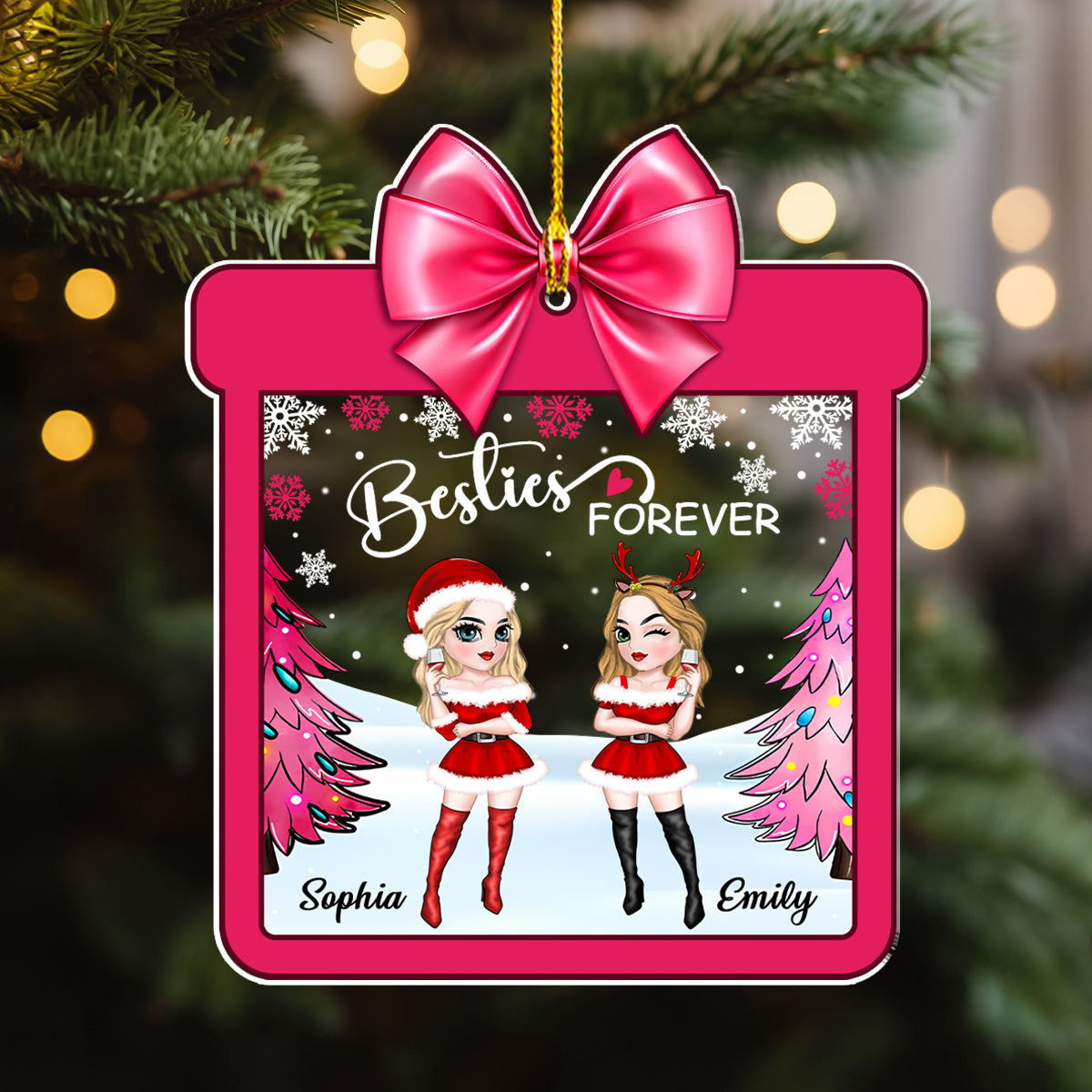 Christmas With Besties - Personalized Custom Acrylic Ornament