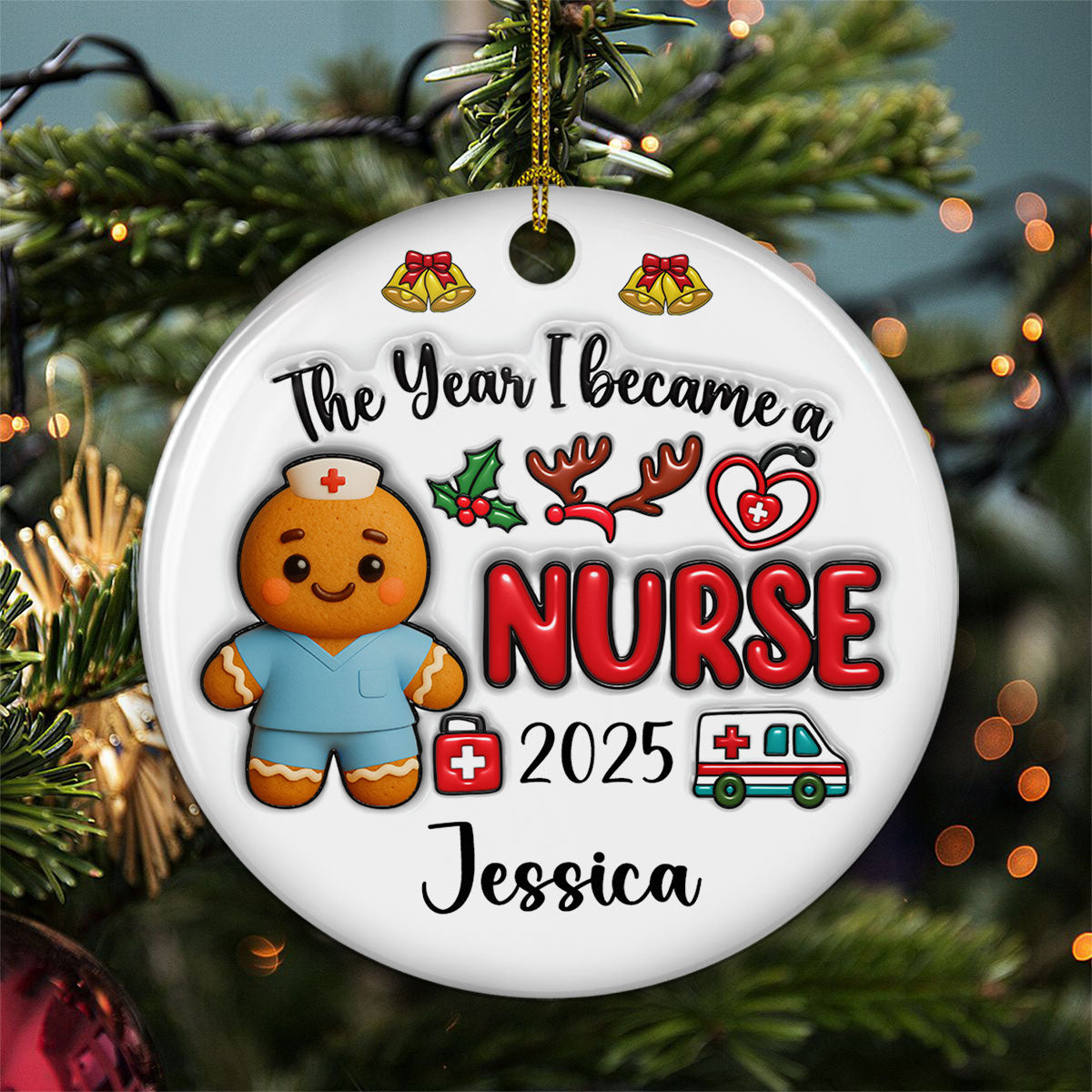 The Year I Became A Nurse - Personalized Custom 3D Inflated Effect Ceramic Ornament