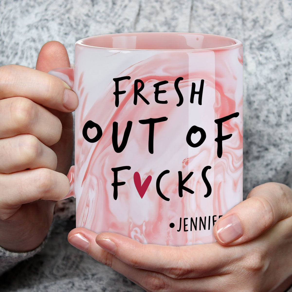 Fresh Out Of - Personalized Custom Pink Marble Mug