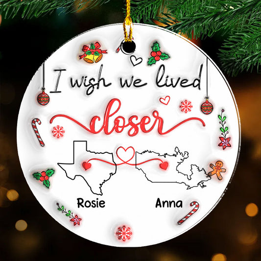 Besties Are Always Close At Heart State And Country Version - Personalized Custom 3D Inflated Effect Acrylic Ornament