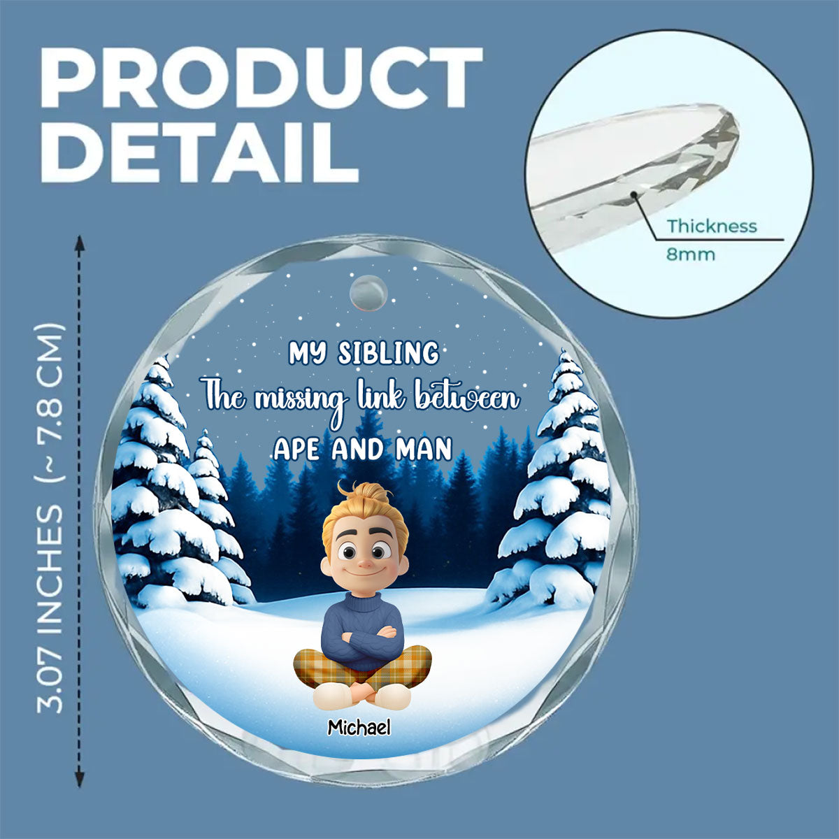 Sibling Evolution Still In Progress - Personalized Custom Glass Ornament