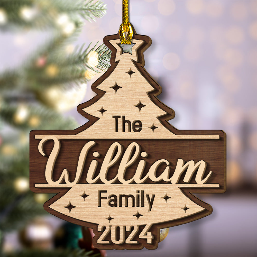 Custom Family Name Christmas - Personalized Custom 2-layered Wood Ornament