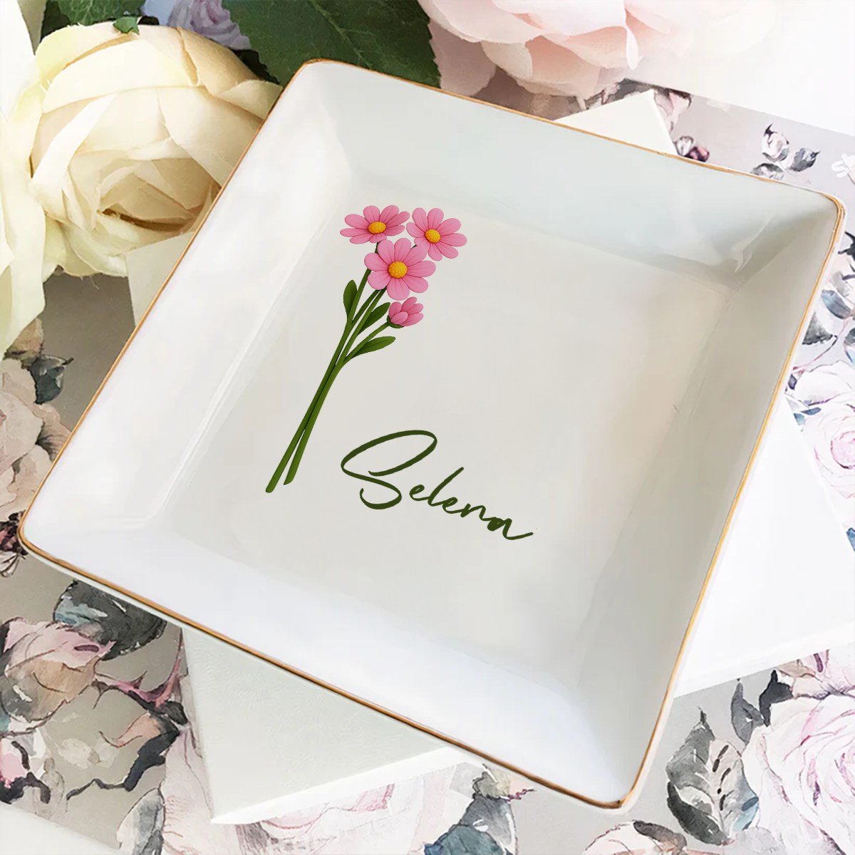 Friends Are Flowers That Never Fade 2 - Personalized Custom Jewelry Dish