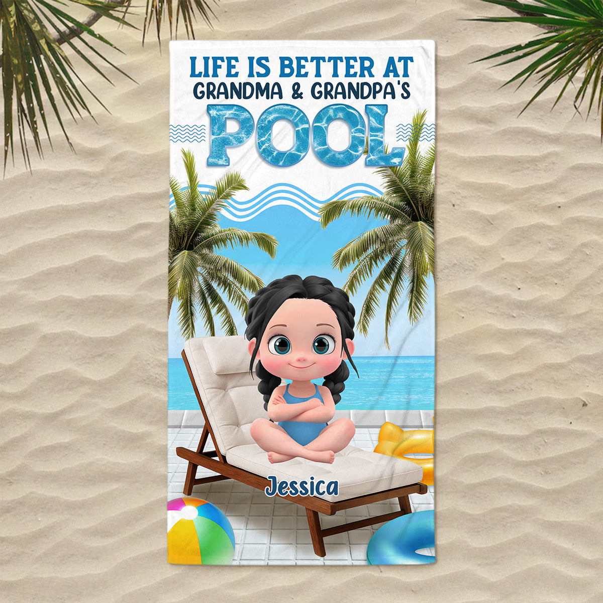 Find Me Under The Palms - Personalized Custom Beach Towel