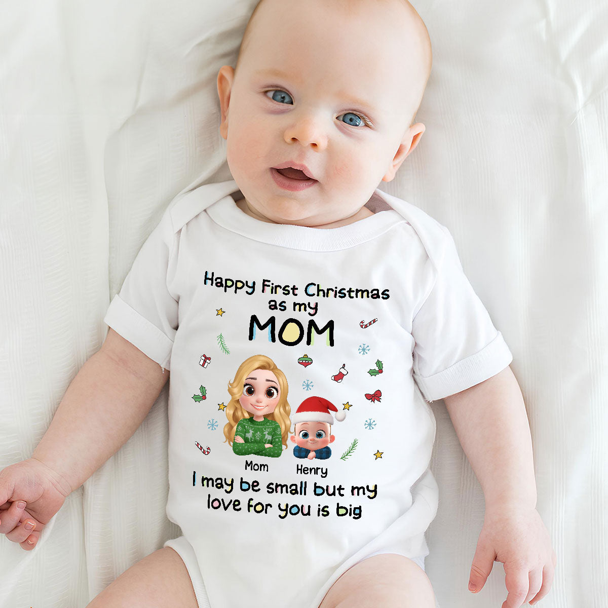 First Christmas With Mom - Personalized Custom Baby Onesie