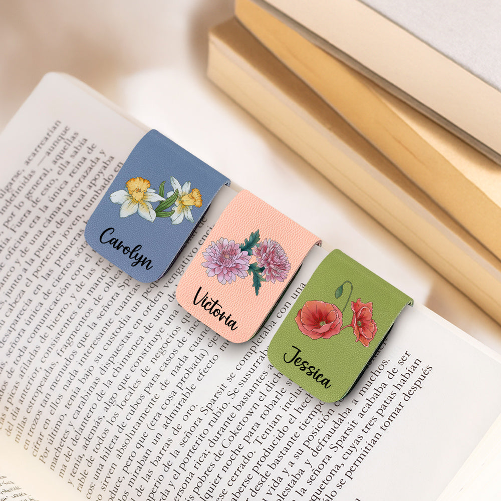 Blooming Flowers - Personalized Custom Leather Bookmark