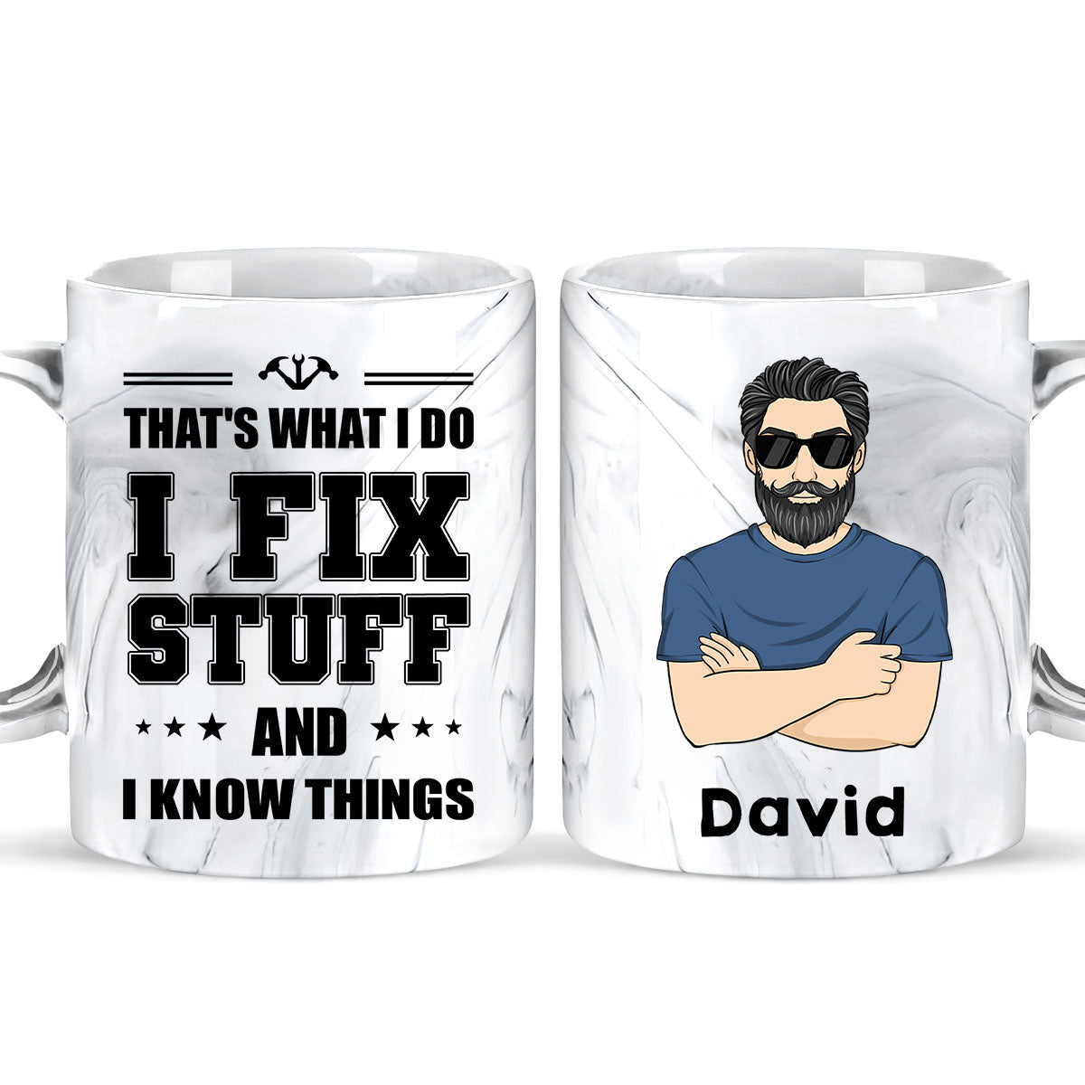 That Is what I Do - Personalized Custom Grey Marble Mug
