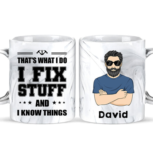 That Is what I Do - Personalized Custom Grey Marble Mug