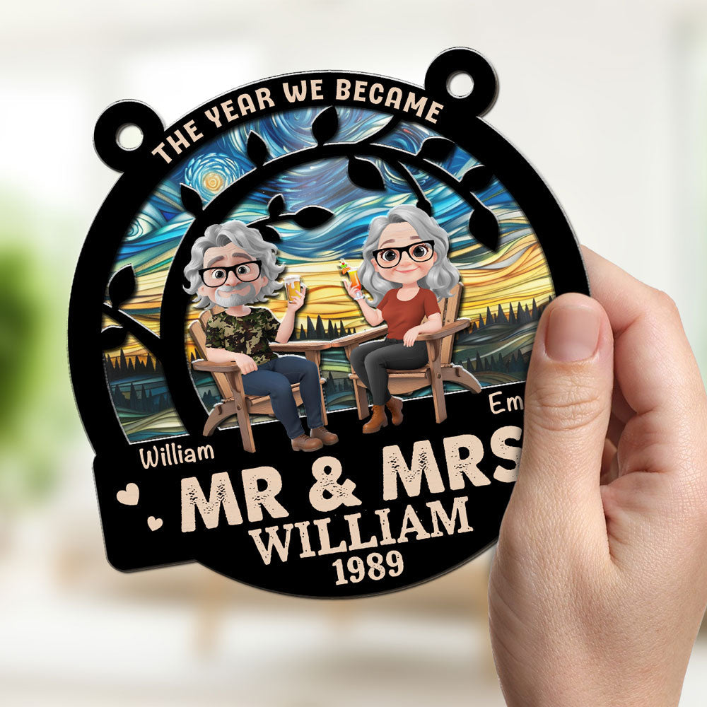 The Year We Became Mr And Mrs - Personalized Custom Suncatcher