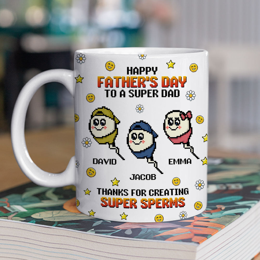 Thanks To Super Dad - Personalized Custom Coffee Mug