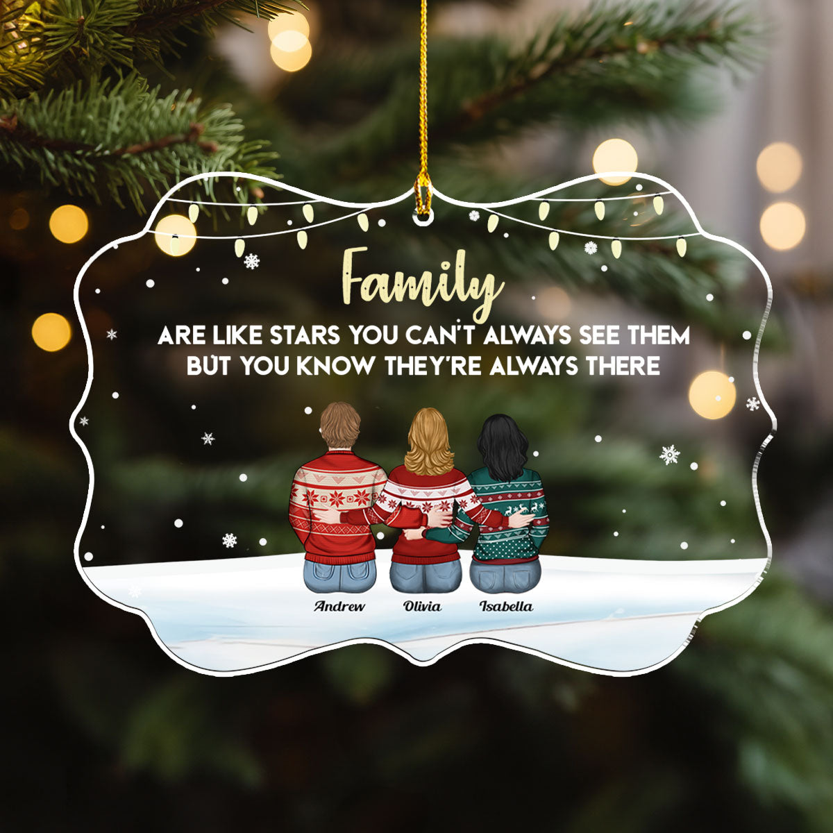 Family Never Apart In Heart - Personalized Custom Acrylic Ornament