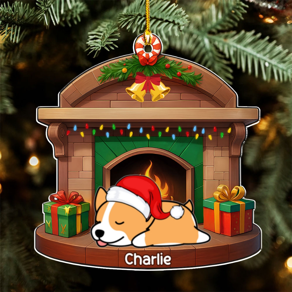 Sleeping Dog Christmas - Personalized Custom Acrylic Ornament